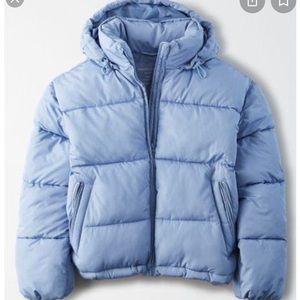 Aerie Oversized Boxy Light Blue Puffer Jacket
